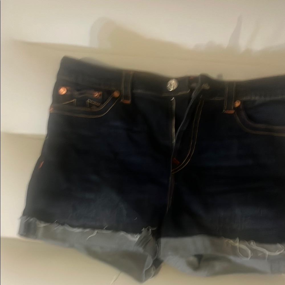 True Religion Black Jean Shorts with Cuffed Hem
